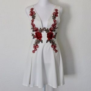 Ivory Rose Appliqué Dress